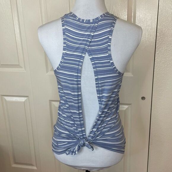 Lululemon All Tied Up Tank Cut Back Stripe Tempest Blue White - Picture 3 of 9